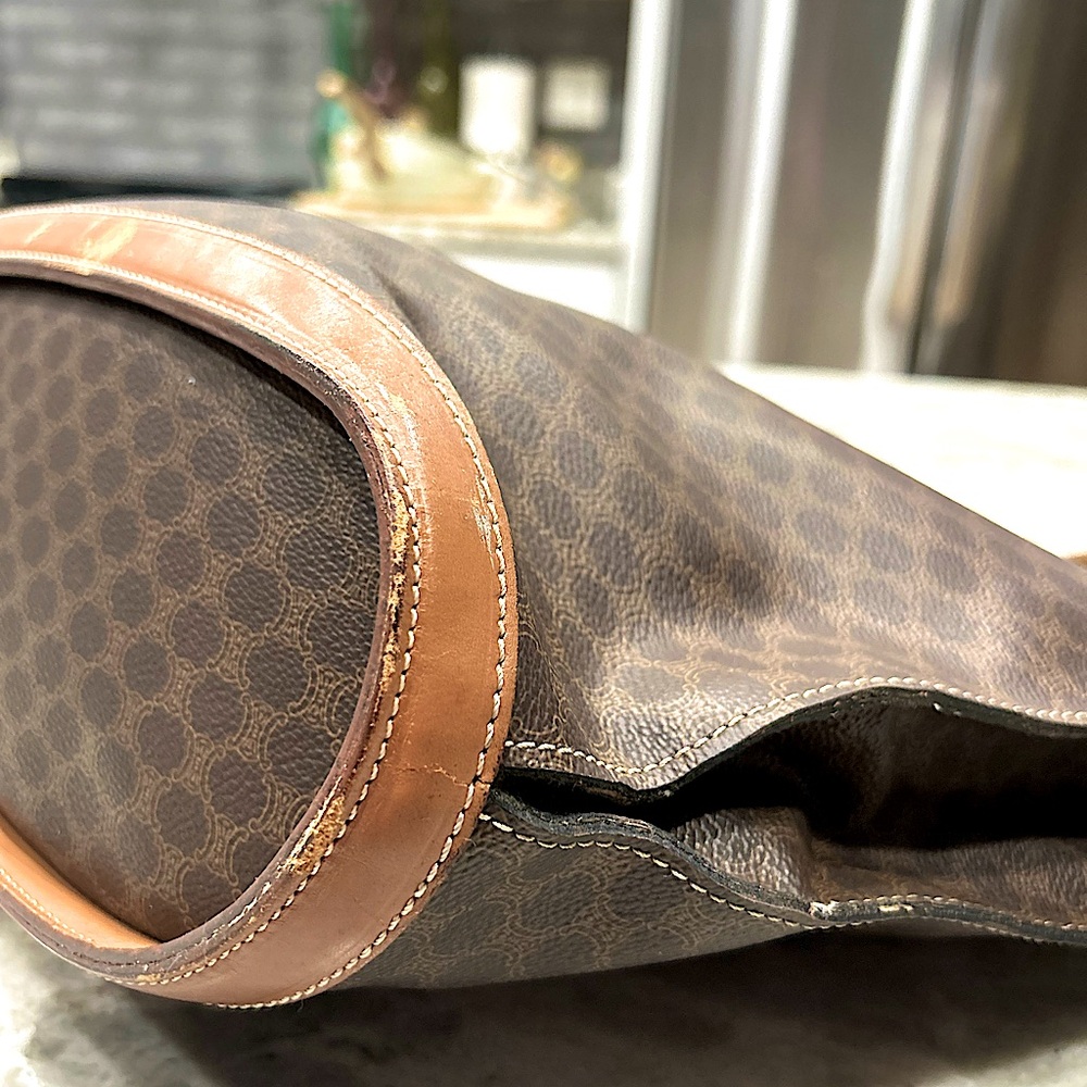 Fixer - Celine Authentic Large Brown Macadam Shoulder Bag - Picture 10 of 14